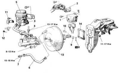  Проверка исправности функционирования/герметичности, снятие и   установка вакуумного усилителя тормозов Mitsubishi Galant